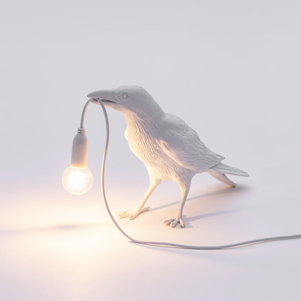 Настольная лампа Bird Waiting White, Bird Lamp, Seletti