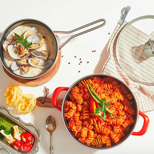 Кастрюля эмалированная стальная со стеклянной крышкой, оранжевый, 6.1 л, 26x14.5 см, NEO Orange, KOCHSTAR