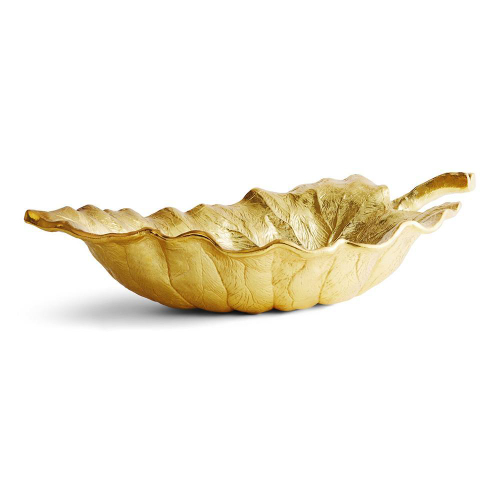 Чаша-лист большая Michael Aram Лист слоновьего дерева 53 см, позолота, прозрачная эмаль