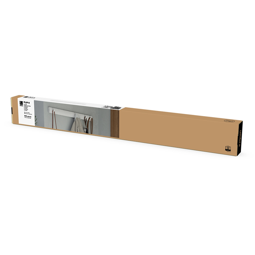 Вешалка настенная Flip, 81 см, 8 крючков, белая, Umbra