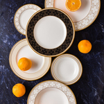 Тарелка десертная Noritake Трефолио, золотой кант 16,5 см, фарфор костяной