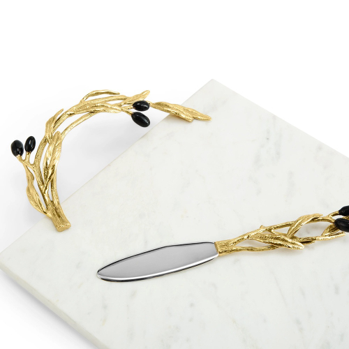 Доска для сыра с ножом Michael Aram Оливковая ветвь 50х25 см, мрамор, белая