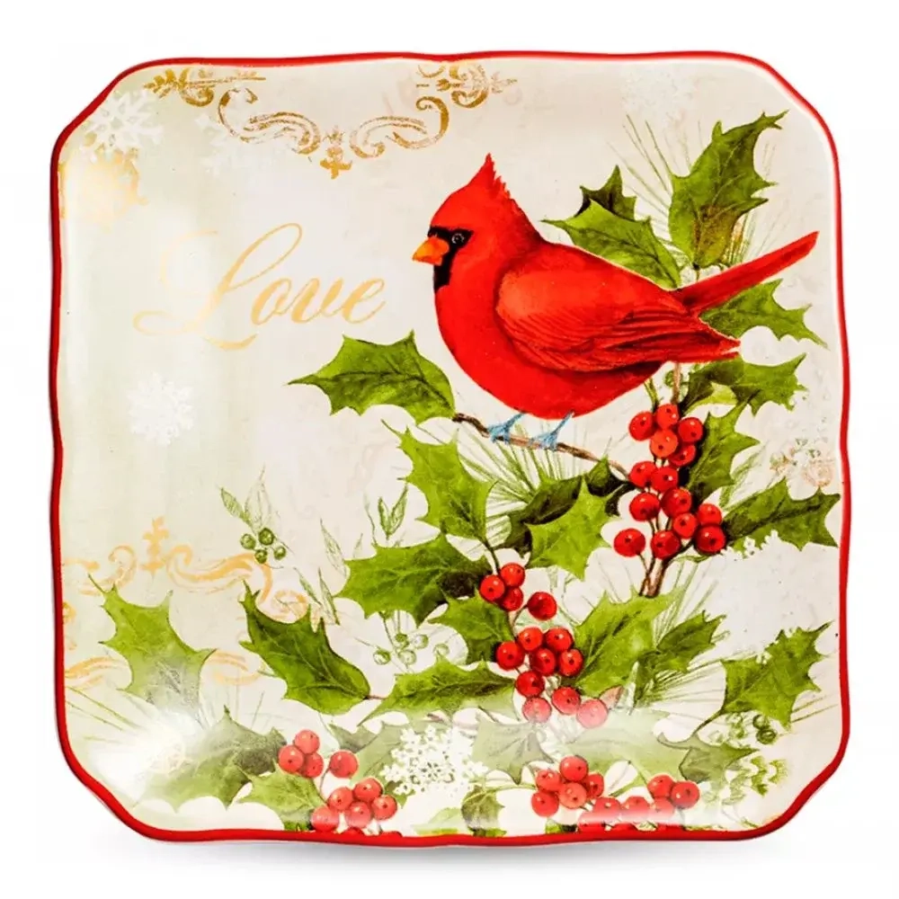 Тарелка пирожковая квадратная 15х15 см Certified Int. Красочная зима, Любовь