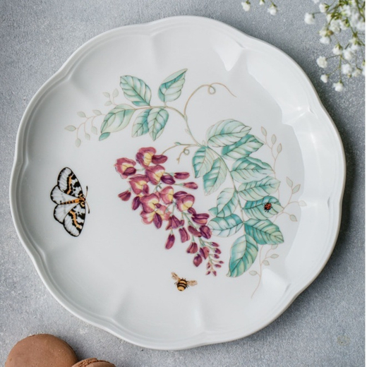 Тарелка акцентная "Бабочка-Голубянка настоящая" 23 см, фарфор, Бабочки на лугу, Lenox