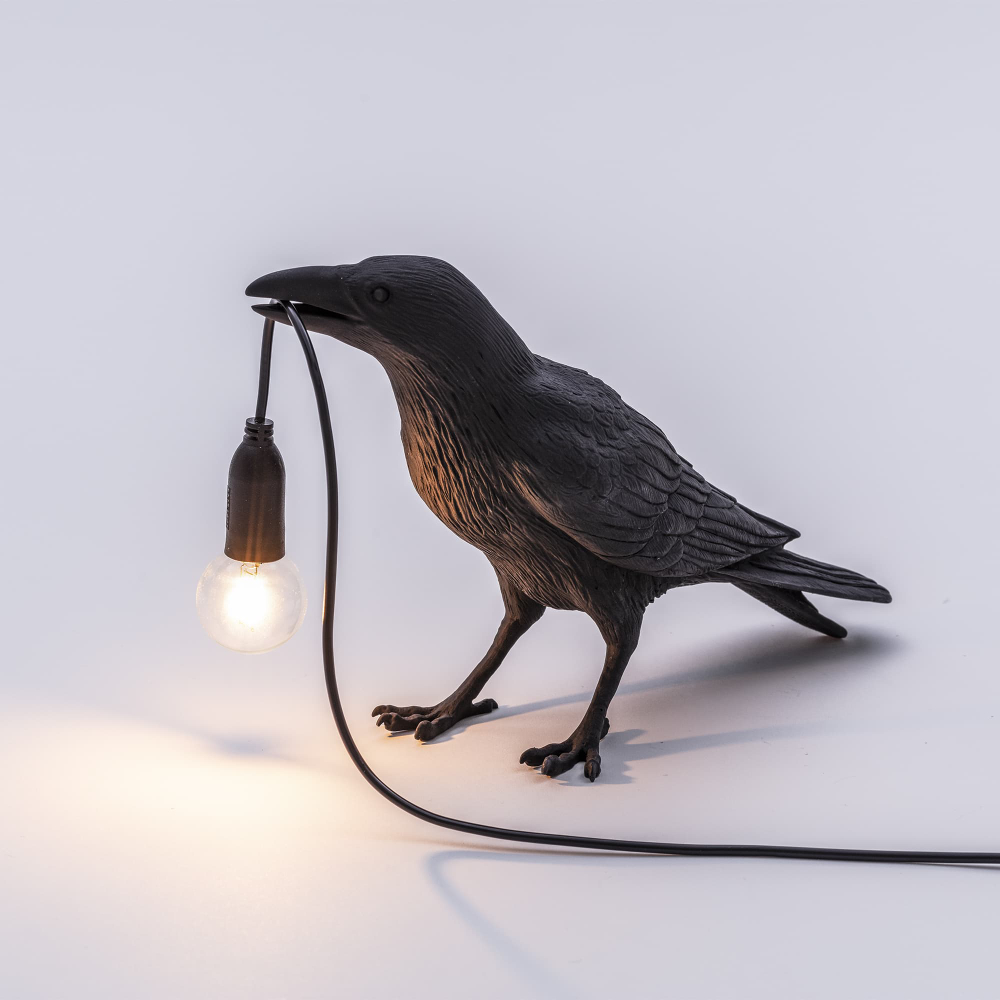 Настольная лампа Bird Waiting Black, Bird Lamp, Seletti
