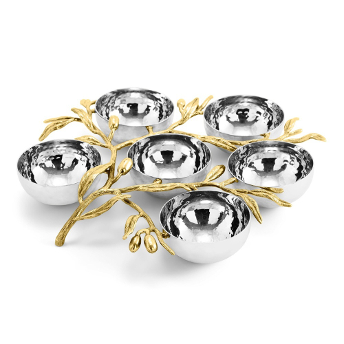 Менажница шестисекционная Michael Aram Оливковая ветвь 26х25 см, сталь нержавеющая