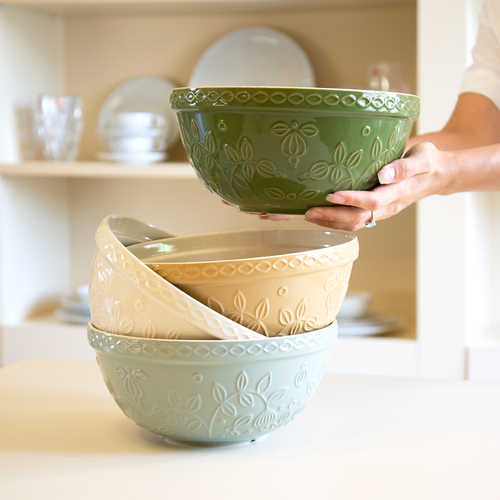 Миска для смешивания с узором Ягоды Тайги, 1,5 л, кремовая, Tkano