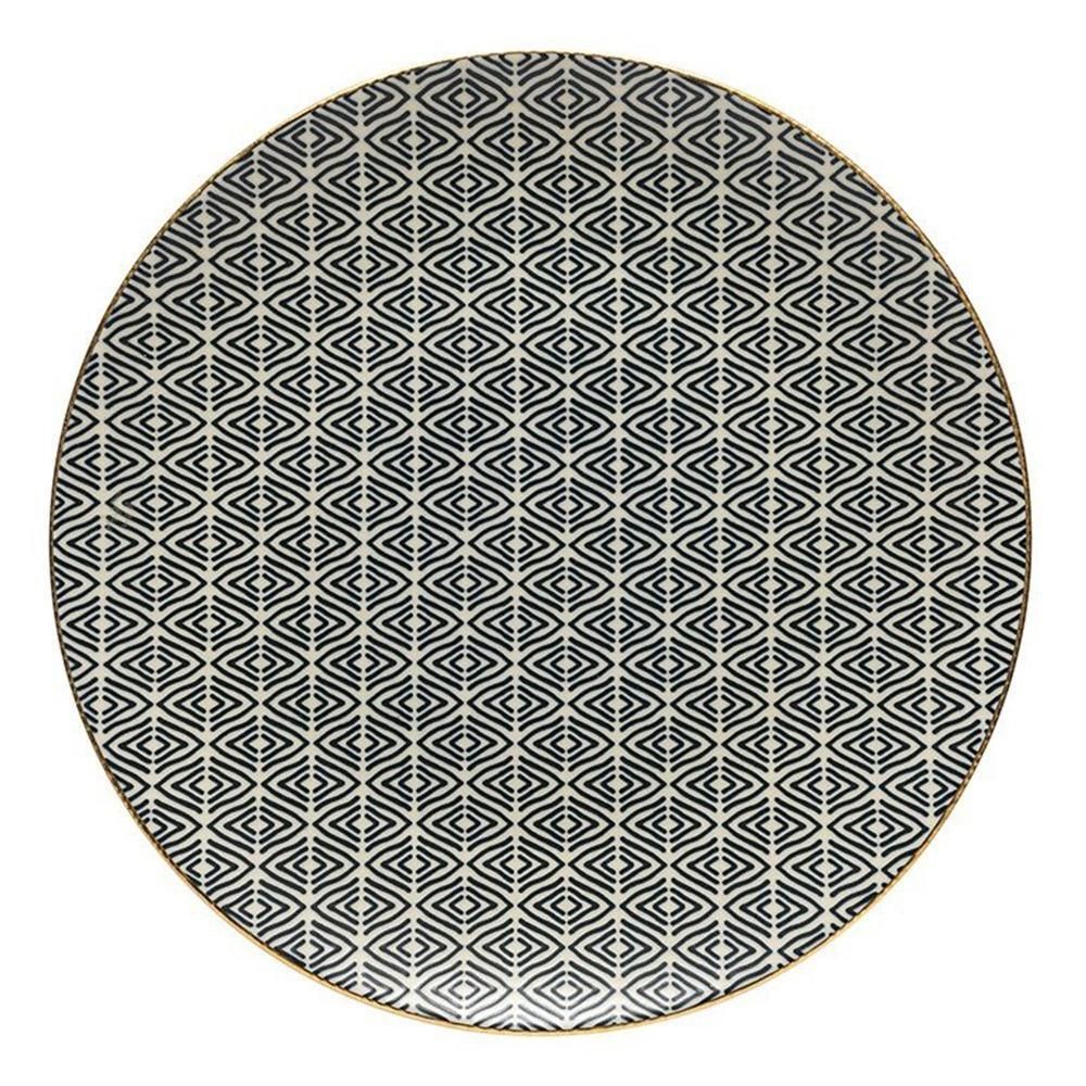 Тарелка обеденная 27 см Costa Nova Augusta Diamond Weave Gold черная