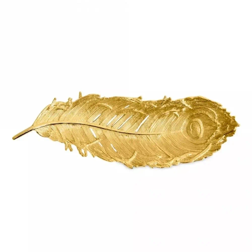 Блюдо Michael Aram Перья 42 см, сталь нержавеющая, золотистое