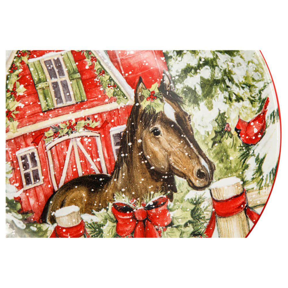 Тарелка закусочная "Лошадь вороная" 23 см, керамика, CER37286-2, Рождество в усадьбе, Certified International