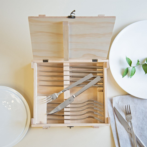 Набор стейковый 12 предметов, в деревянной коробке, 6 ножей для стейка, 6 вилок для мяса, Steak, Zwilling