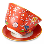 Пиала с крышкой и блюдцем Wedgwood Вандерласт Малина 7,6 см, 150 мл, фарфор