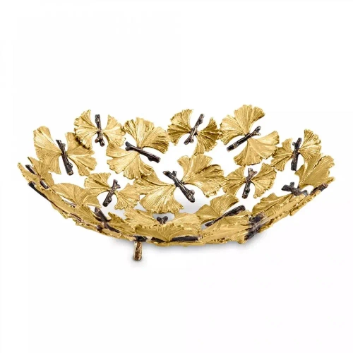 Блюдо Michael Aram Бабочки гинкго 24 см, латунь