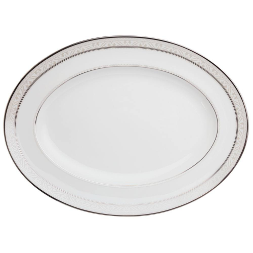 Блюдо овальное Noritake Монтвейл Платиновый кант 31 см, фарфор костяной