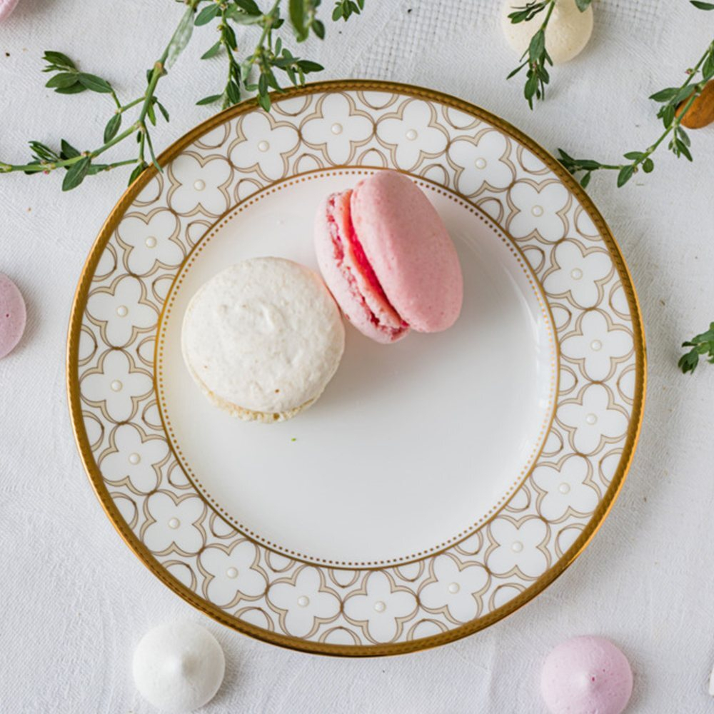 Тарелка десертная Noritake Трефолио, золотой кант 16,5 см, фарфор костяной