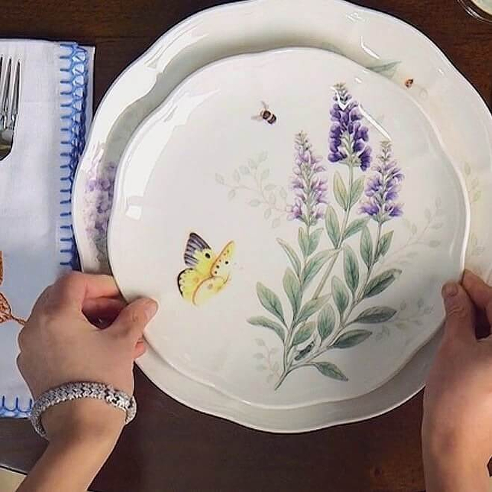 Тарелка обеденная 27,5 см, круглая, "Бабочка-Парус", LEN6083646, Бабочки на лугу, Lenox