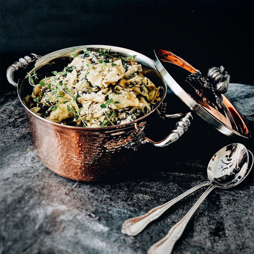 Медная кастрюля с посеребренной декорированной ручкой CG20/OCA2012X, 20x11 см, 3.5 л, Opus Cupra, RUFFONI
