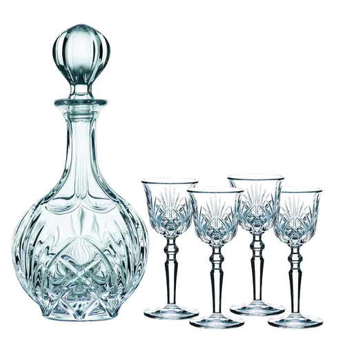 Графин для ликера и 4 хрустальные рюмки для ликера, набор 5 предметов, Palais, Nachtmann