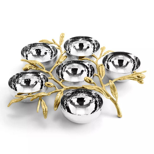 Менажница шестисекционная Michael Aram Оливковая ветвь 26х25 см, сталь нержавеющая