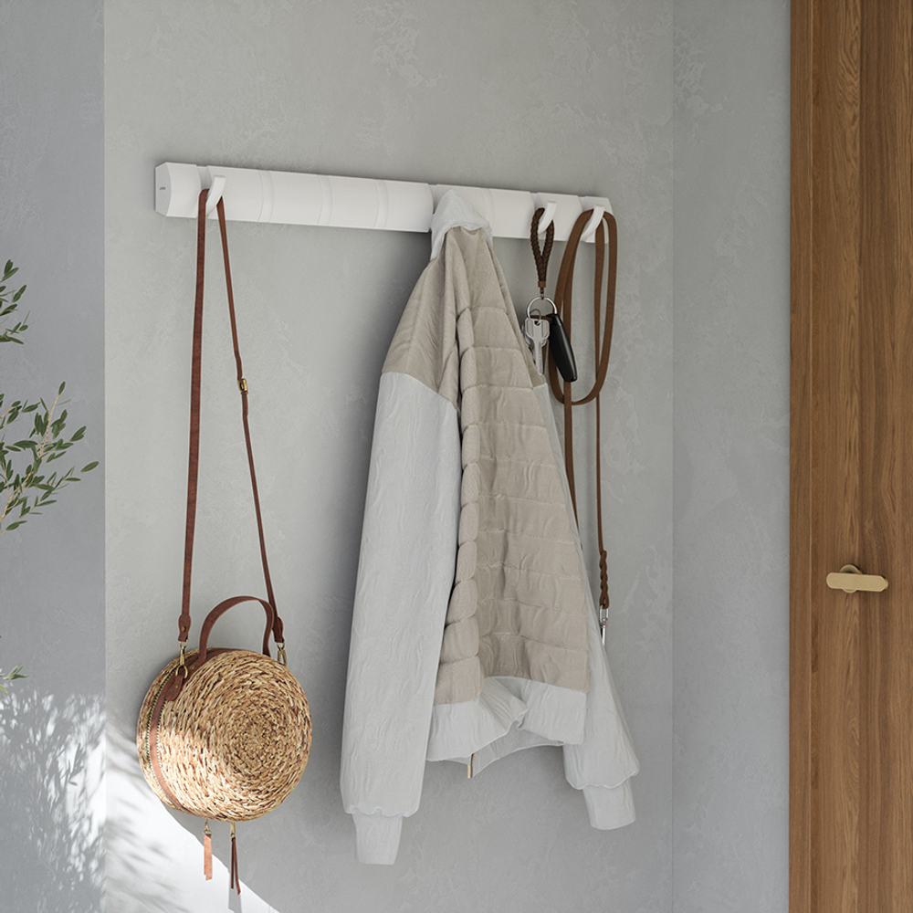 Вешалка настенная Flip, 81 см, 8 крючков, белая, Umbra