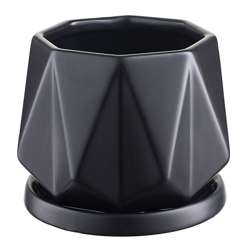 Горшок цветочный Rhombus, 12,5 см, матовый черный, Liberty Jones