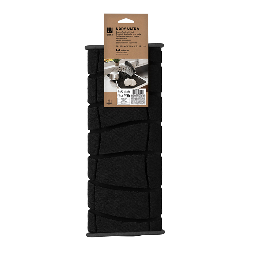 Коврик для сушки посуды Udry, 43х61 см, черный, Umbra
