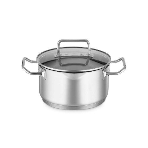 Кастрюля из нержавеющей стали 3,4 л, 20 см, со стеклянной крышкой, для индукционных плит, 91942 Roesle, Expertiso, Roesle