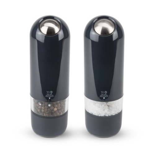 Набор электрических мельниц с подсветкой Alaska Duo, для соли и перца, высота 17 см, черный кварц, Peugeot