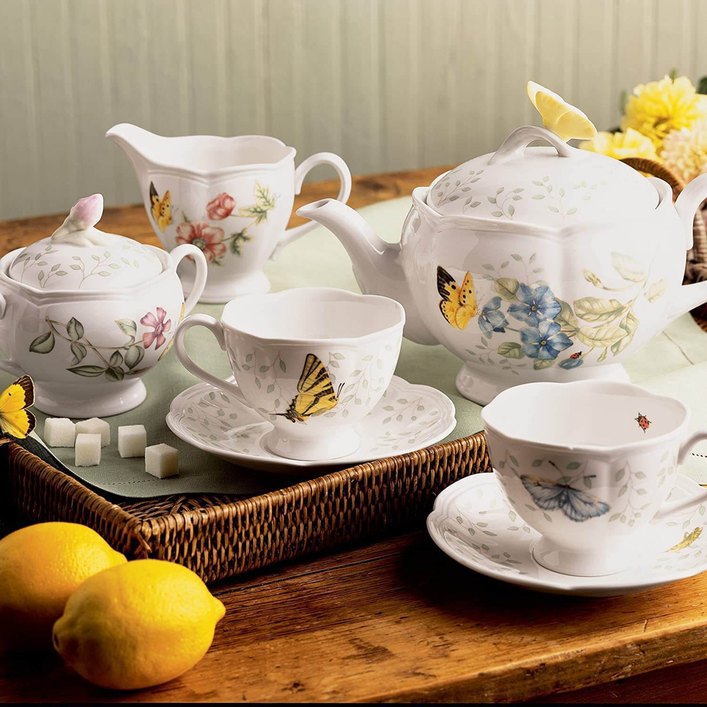 Купить Чайник заварочный 1,36 л, фарфор, белый, LEN6083927, Бабочки на лугу, Lenox в онлайн-магазине Этикет