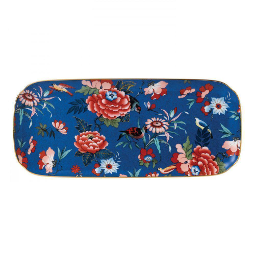 Блюдо прямоугольное Wedgwood Пионы 34 см, фарфор, синее
