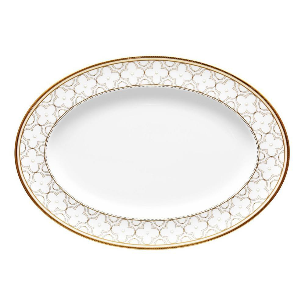 Блюдо овальное Noritake Трефолио, золотой кант 37 см