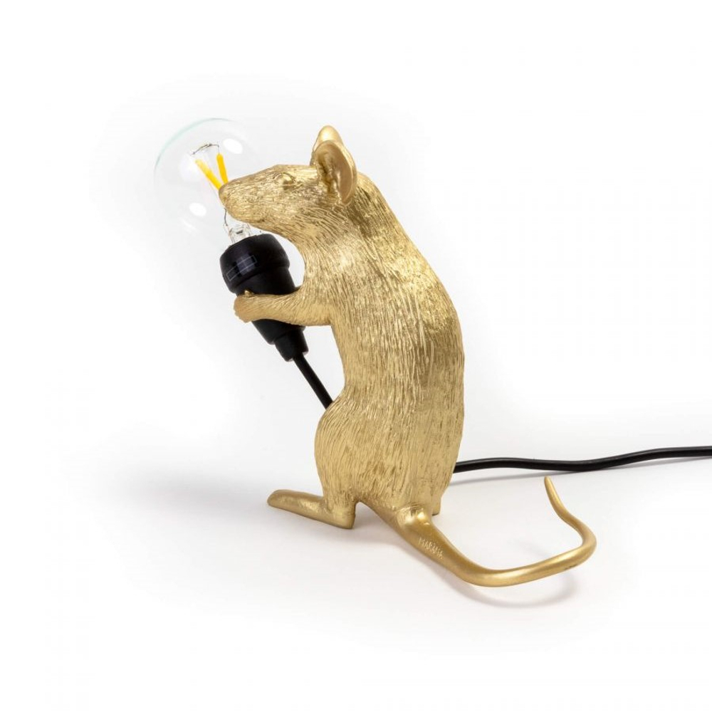 Настольная лампа Mouse Lamp Sitting GOLD USB, Seletti