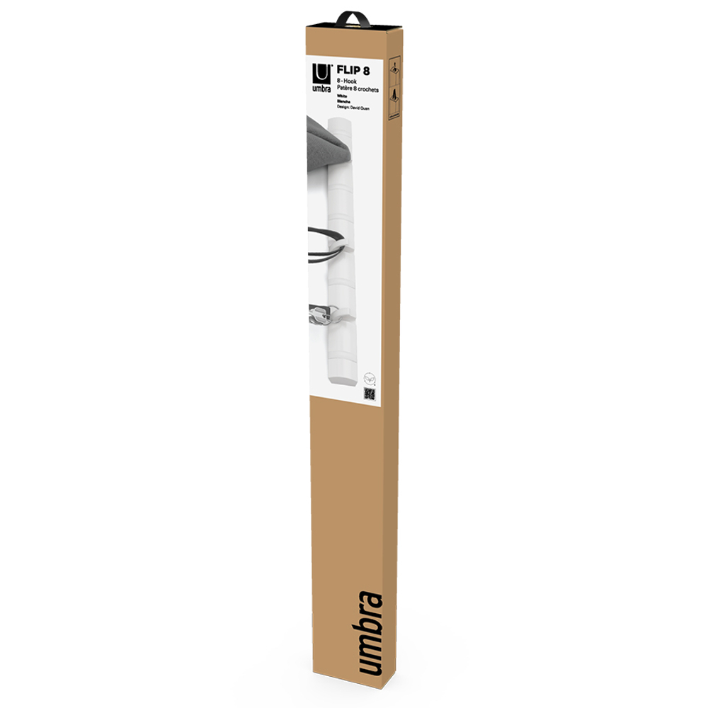 Вешалка настенная Flip, 81 см, 8 крючков, белая, Umbra