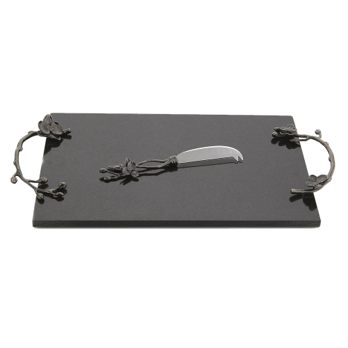 Доска для сыра прямоугольная с ножом  Michael Aram Чрная орхидея 46x25 см, чрная
