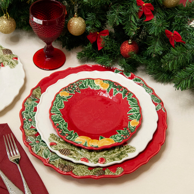 Тарелка десертная 22 см, Рождественская гирлянда, Bordallo Pinheiro