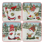 Тарелка пирожковая квадратная 15х15 см Certified Int. Рождественские гномы с фонарем