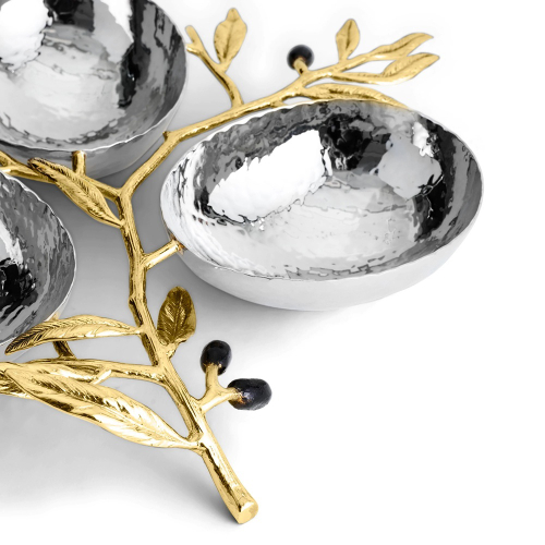 Менажница трехсекционная Michael Aram Оливковая ветвь 27х22 см, сталь нержавеющая