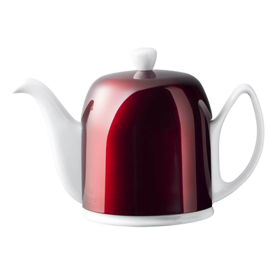Чайник заварочный фарфоровый 900 мл, с колпаком, красный/белый, 238934, Salam, Guy Degrenne