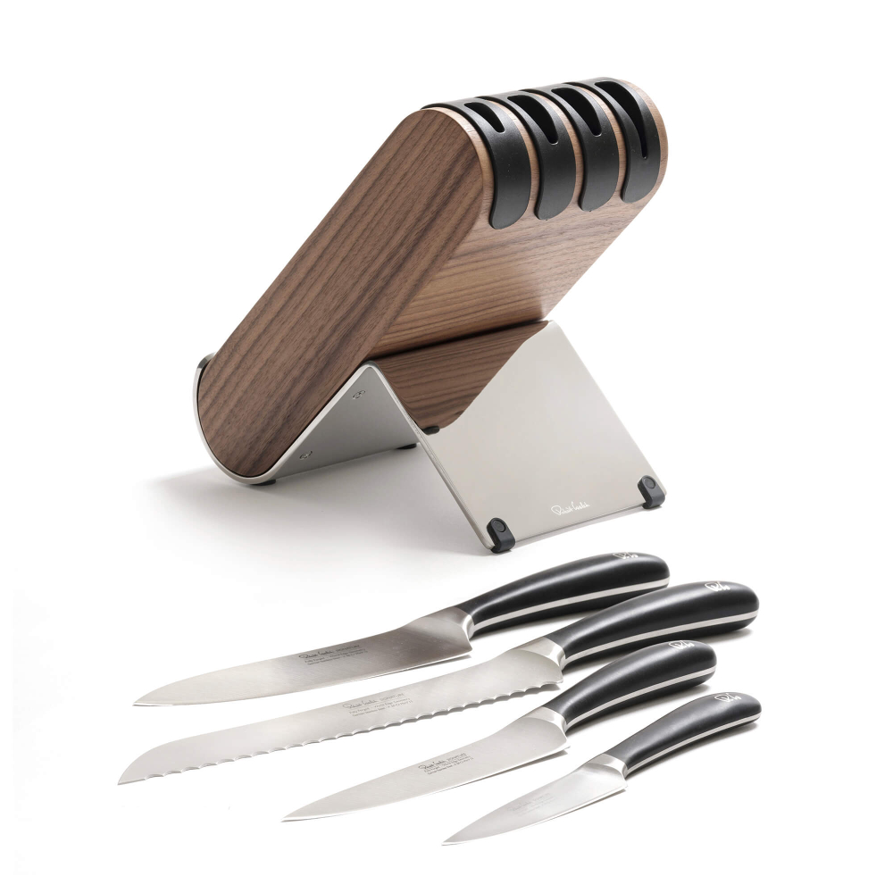 Набор из 4 кухонных ножей в подставке из ореха, Signature Knife, Robert Welch