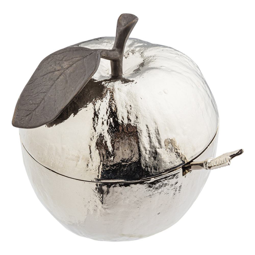 Сахарница с ложкой Michael Aram Яблоко 11 см, сталь нержавеющая, серебристая