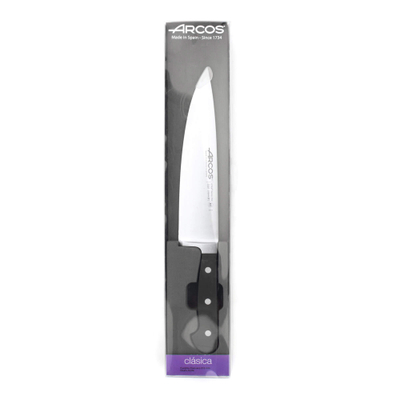 Поварской нож «Шеф» 21 см, из кованой высокоуглеродистой нержавеющей стали, черный, 2551, Clasica, Arcos