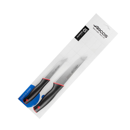 Набор кухонных ножей 2 шт, из прокатной высокоуглеродистой нержавеющей стали, пластиковая рукоять, черный/красный, 859700, Duo, Arcos