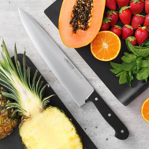 Поварской нож «Шеф» 23 см, из кованой высокоуглеродистой нержавеющей стали, черный, 2552,  Clasica, Arcos