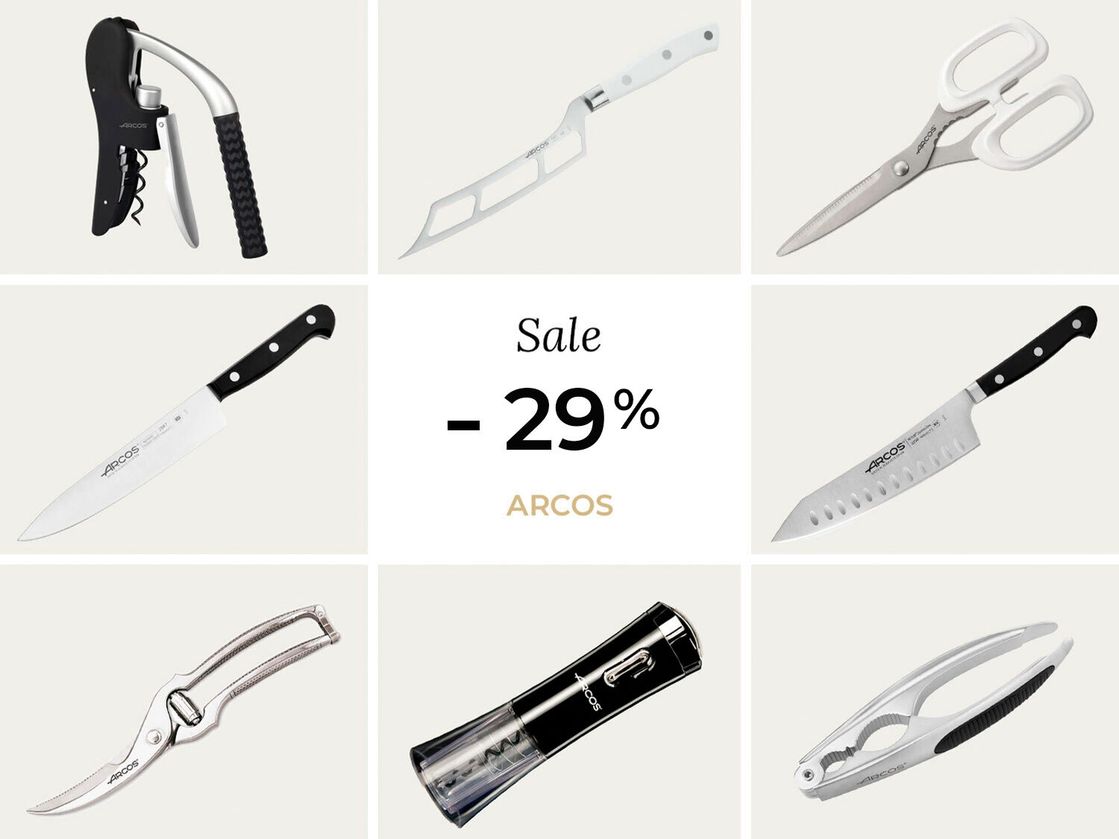 Скидка до -29% на ножи, посуду и кухонные аксессуары Arcos