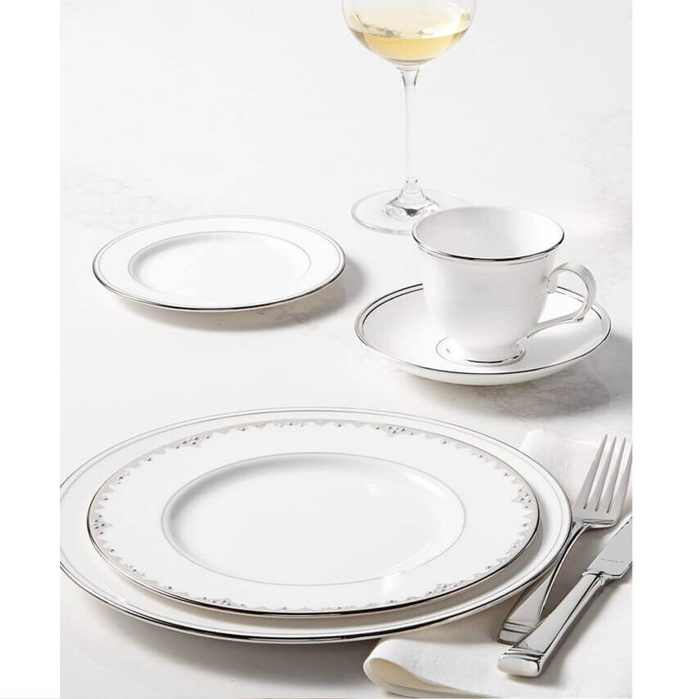 Этикет: Тарелка закусочная 20,5 см, фарфор, LEN100210012, Федеральный платиновый кант, Lenox