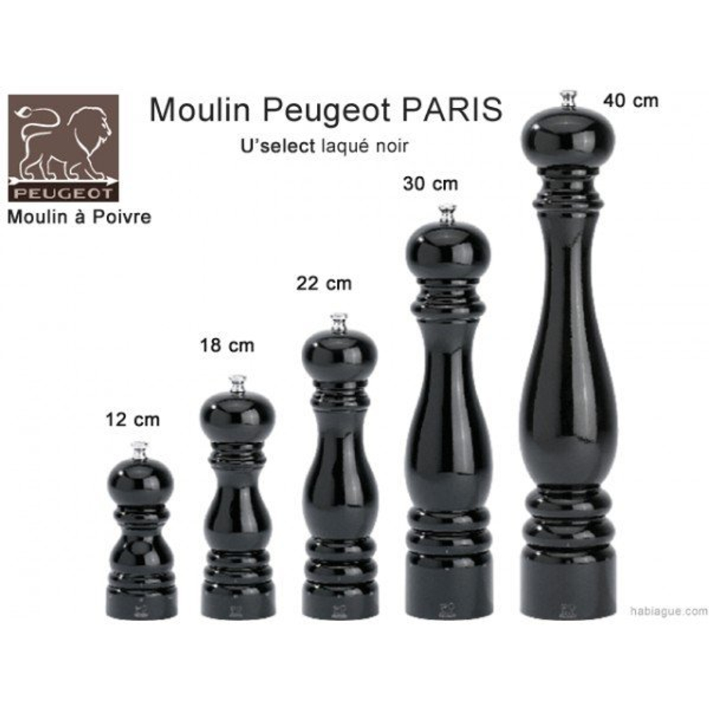 Мельница "Париж" для перца, 22 см, черный лак, Peugeot
