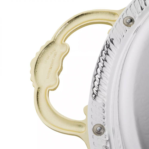 Поднос овальный с золотыми ручками 50х32 см Queen Anne серебряный