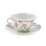 Чашка чайная с блюдцем Wedgwood Бабочки и цветы Букет 185 мл, фарфор, зеленый