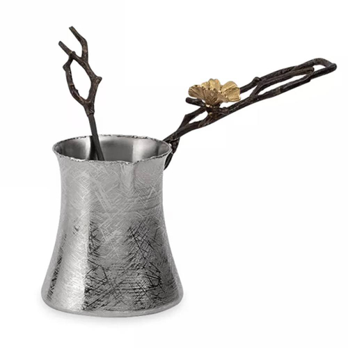 Набор турка для кофе и ложка Michael Aram Бабочки гинкго 15 см, сталь нержавеющая