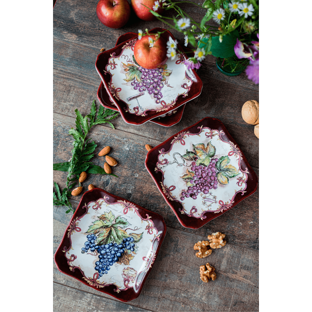 Тарелка пирожковая квадратная Фиолетовый виноград 15х15 см Certified Int. Секреты Виноделов